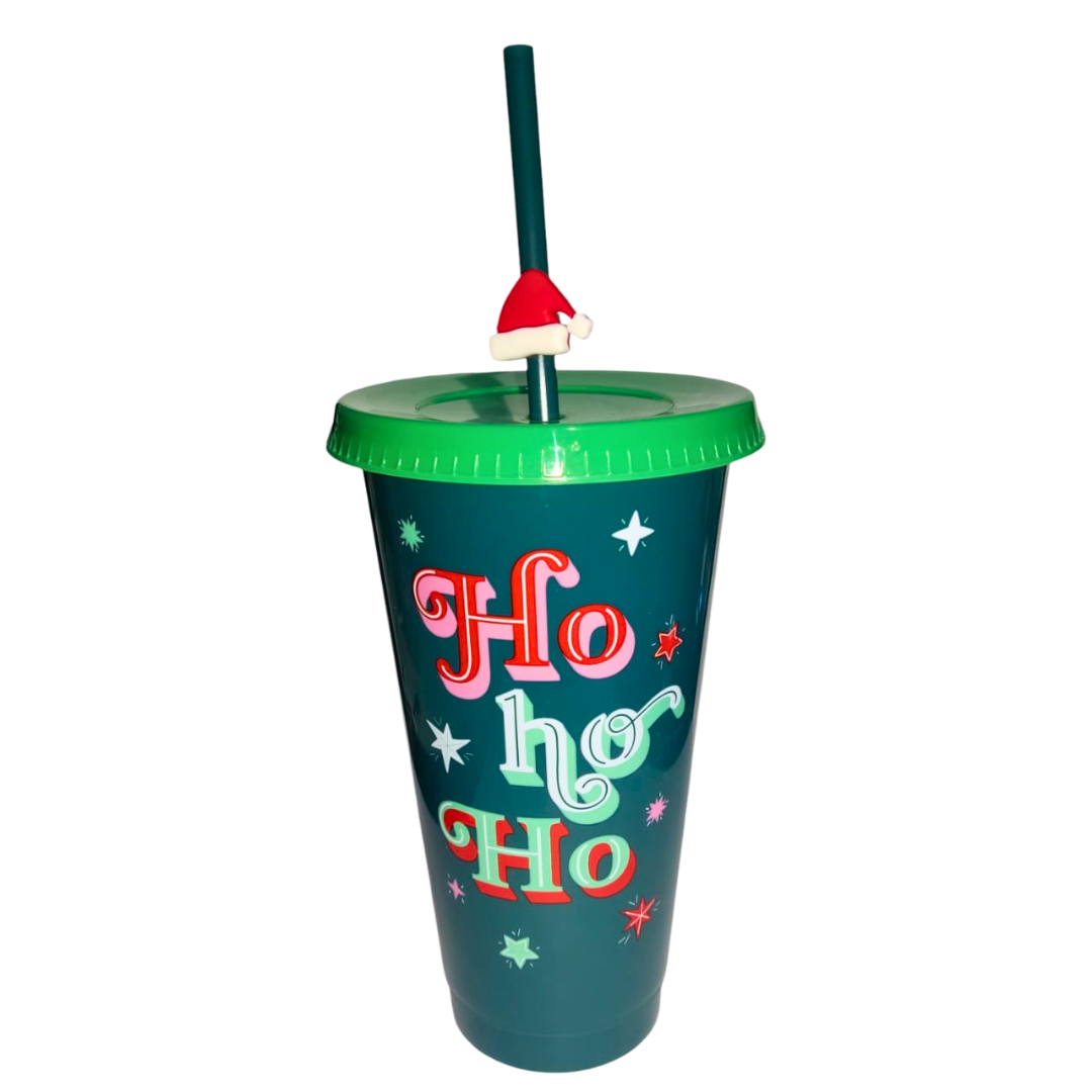 Vaso Navideño 700ml Ho Ho Ho Estrellas Festivo