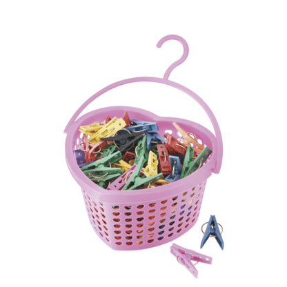 Canasta Corazón Rosa con Gancho Organizador Baño Lavandería