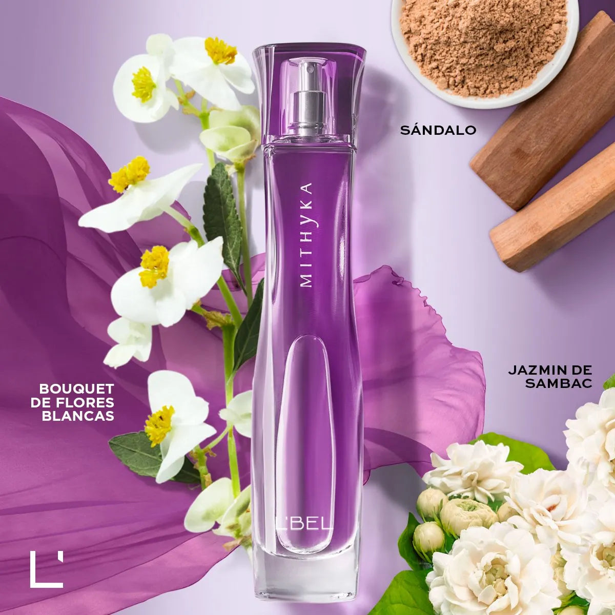 Perfume Mithyka 50ml L'Bel Floral Jazmín Tiaré Larga Duración