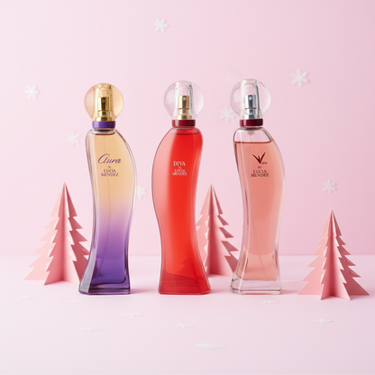 Set 3 Perfumes Lucia Mendez Aura Vivir Diva 60ml Coleccion