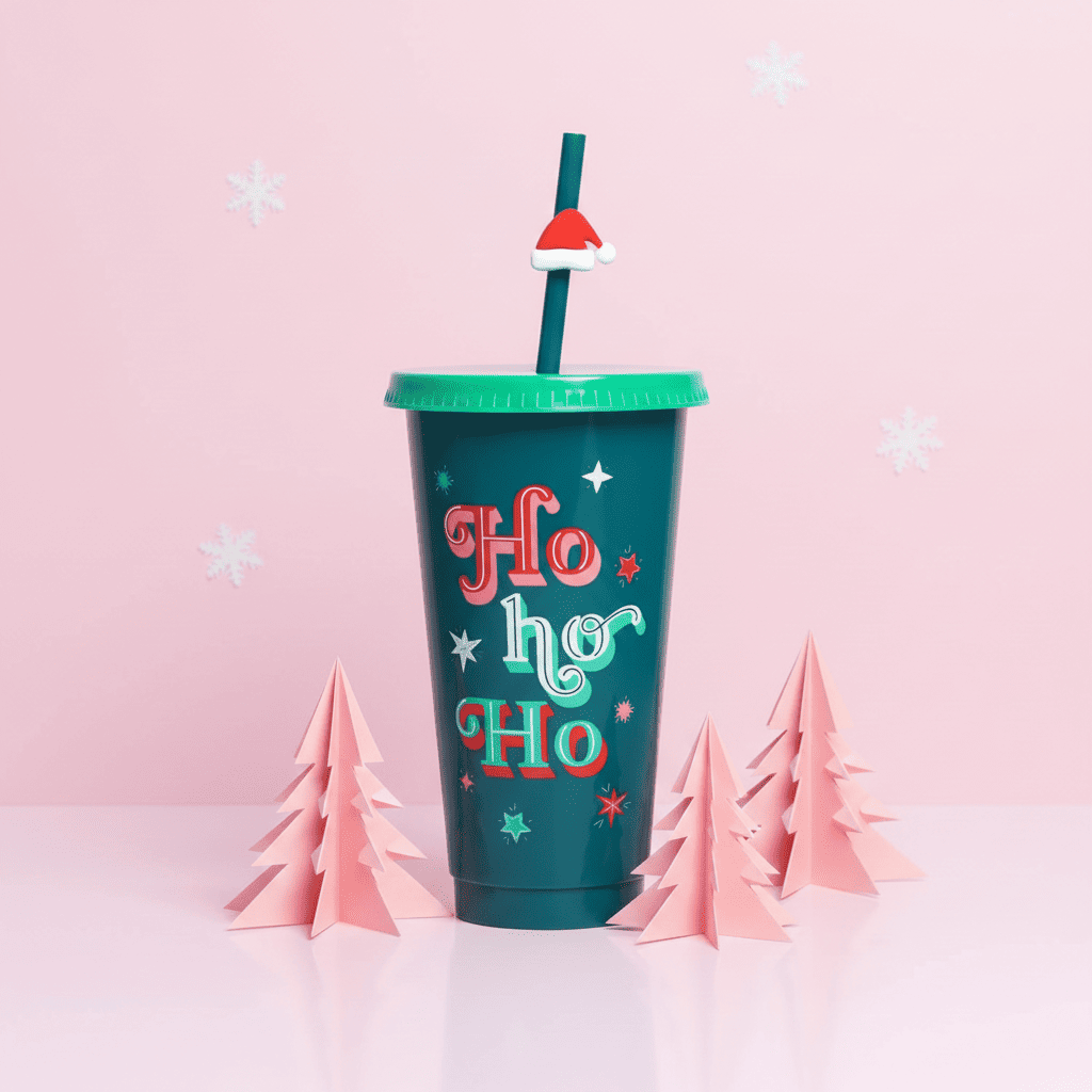 Vaso Navideño 700ml Ho Ho Ho Estrellas Festivo