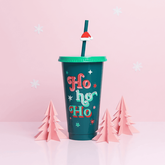 Vaso Navideño 700ml Ho Ho Ho Estrellas Festivo