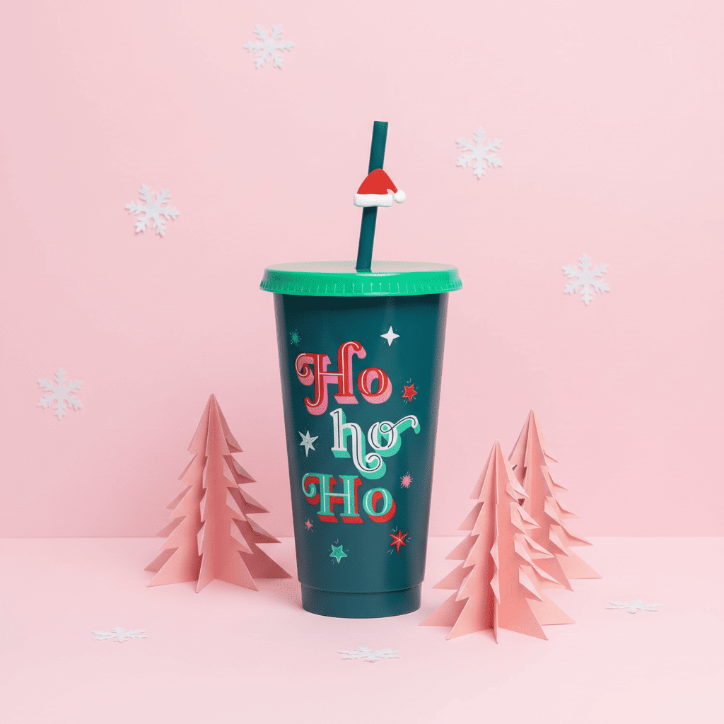 Vaso Navideño 700ml Ho Ho Ho Estrellas Festivo