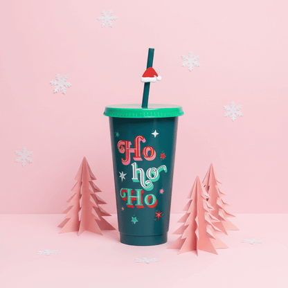 Vaso Navideño 700ml Ho Ho Ho Estrellas Festivo