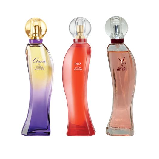 Set 3 Perfumes Lucia Mendez Aura Vivir Diva 60ml Coleccion